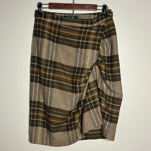 Cartonnier Brown Plaid Midi Skirt